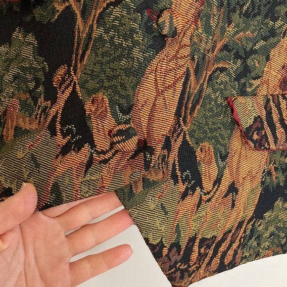 Handmade Vest Women Large Brown Green Tapestry Hunting Sporting Dogs Waistcoat - Picture 7 of 11